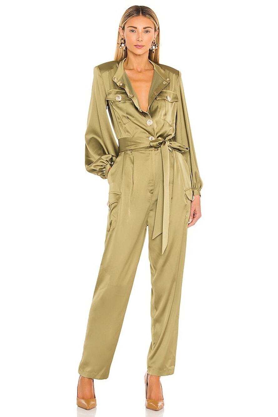 Bronx and Banco Gigi Coffee Jumpsuit Evening Formal Party Preppy Office Work L